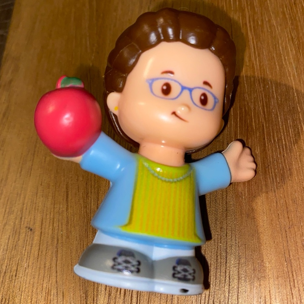 Fisher Price Little People TEACHER SCHOOL LADY WOMAN with Red Apple Brown Hair